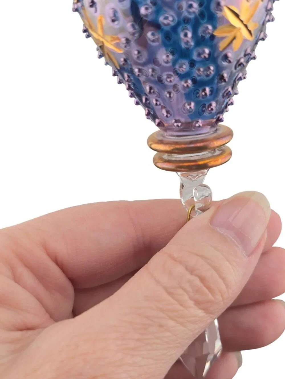 Kurt Adler Luxor Purple & Gold Glass Ornament Crystal Drop Egyptian 24-kt accent